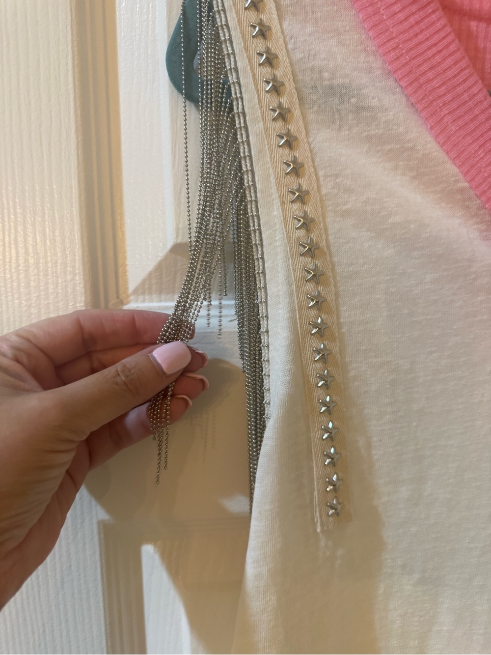 Anthropologie POL Pink & White Ribbed V-Neck Sleeveless Top - Picture 2 of 7